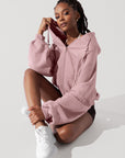 Full Size Zip Cloud Hoodie - Blush