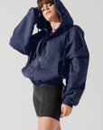 Full Size Zip Cloud Hoodie - Academic Navy