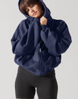 Full Size Zip Cloud Hoodie - Academic Navy