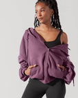 Full Size Zip Cloud Hoodie - Deep Plum