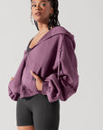 Full Size Zip Cloud Hoodie - Deep Plum