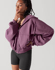 Full Size Zip Cloud Hoodie - Deep Plum