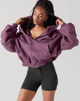 Full Size Zip Cloud Hoodie - Deep Plum