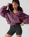 Full Size Zip Cloud Hoodie - Deep Plum