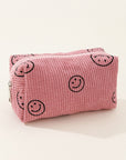 Zenana Smiley Face Corduroy Cosmetic Pouch