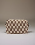 Zenana Checkered Pattern Knitted Cosmetic Pouch