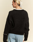 Davi & Dani Contrast Heart Dropped Shoulder Sweater