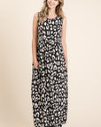 BOMBOM Leopard Maxi Dress with Pockets