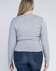 Plus Classic Ribbed Round Neck Long Sleeve Top