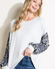 e Luna Animal Mixed Volume Sleeve Top