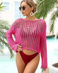 Long Sleeve Round Neck Openwork Cover-Up