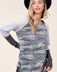 e Luna PLUS Camouflage Color Block Top