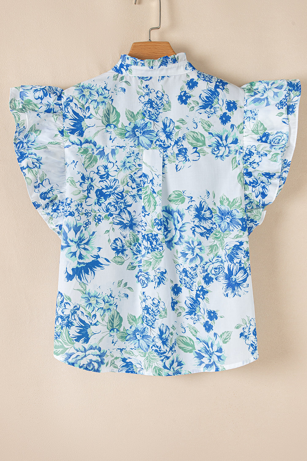 Floral Ruffle Sleeve Frilled Button-Up Shirt