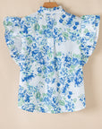 Floral Ruffle Sleeve Frilled Button-Up Shirt