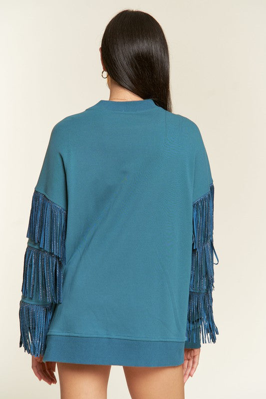 Plus Jade By Jane Studded Fringe Sleeve Top