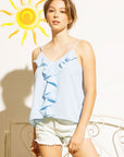 Textured Ruffle Frill Tank Top