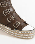 Beast Fashion Multi-Buckle Straps Studded Platform Sneakers