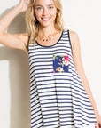 e Luna Striped Floral Mix Tank