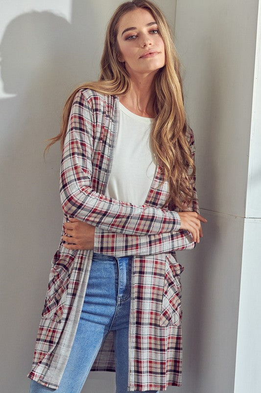 e Luna Plaid Long Cardigan