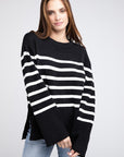 BiBi Ribbed Hem Stripe Sweater