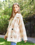 Davi & Dani Fuzzy Boucle Textured Double Breasted Coat Jacket