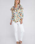 Multicolor Print Ruffle Blouse