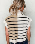 Stripe Colorblock Quarter Zip Collar Sweater Vest