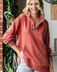 First Love Grommet Split Neck Kangaroo Pocket Sweatshirt