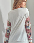 e Luna Solid Floral Mix Sweatshirt