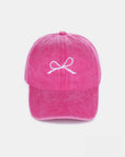 Zenana Bow Embroidered Washed Cotton Caps