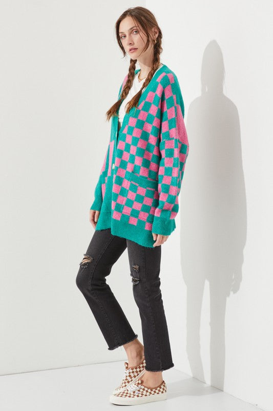 Jade By Jane Checkered Oversized Sweater