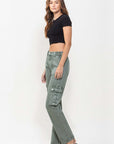 VERVET by Flying Monkey Mid Rise Straight Jeans with Cargo Pocket Detail