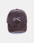 Zenana Bow Embroidered Washed Cotton Caps