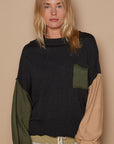 POL Color Block Roll Hem Hacci Sweater