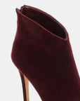 Beast Fashion Suede Stiletto Ankle Booties with Back Zippers