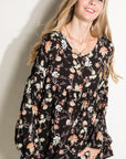 e Luna Floral Woven Baby Doll Top