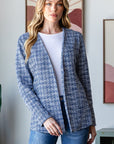 Heimish Full Size Houndstooth Tweed Open Front Blazer