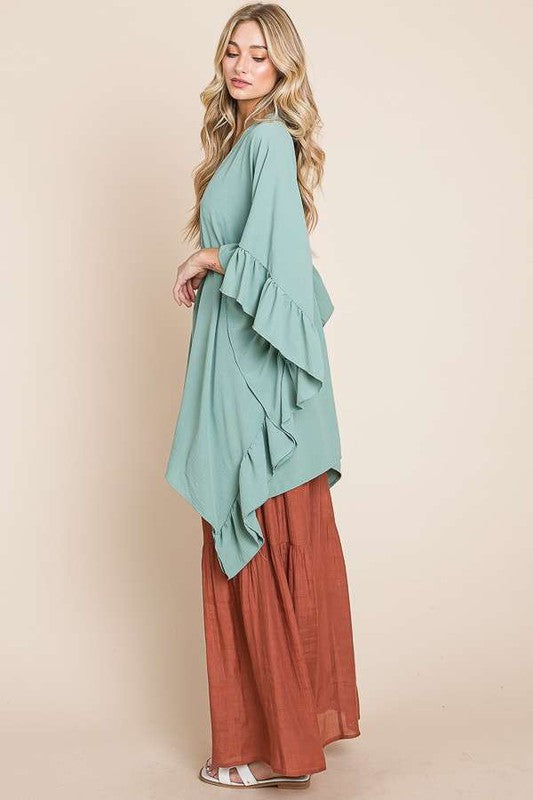 Jade By Jane Wide Sleeve Ruffle Kimono