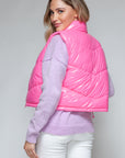 Snobbish Zip Up Turtleneck Shiny Quilted Vest