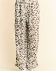 Davi & Dani Drawstring Leopard Wide Leg Pants