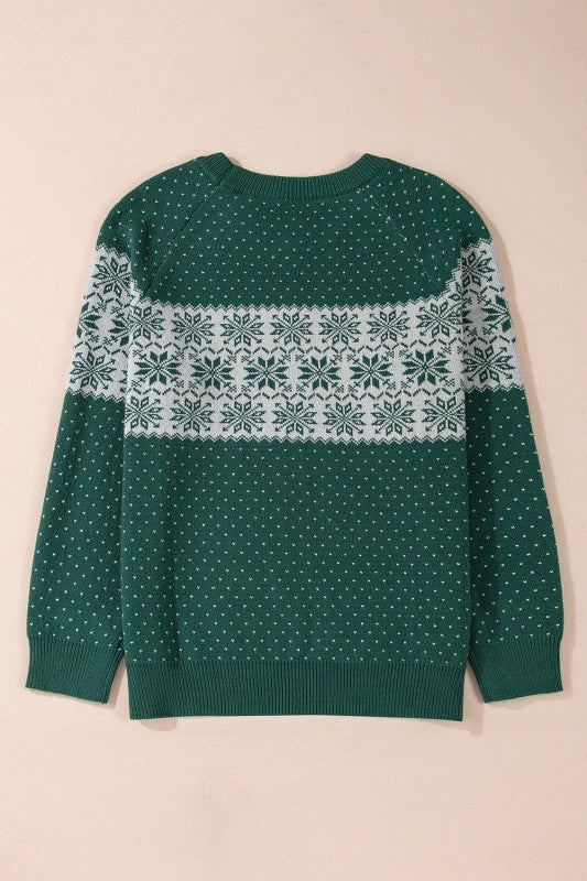 Plus Size Christmas Snowflake Crewneck Sweater