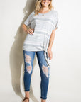 e Luna Striped Front Tie Top