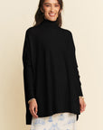 Davi & Dani High-Low Turtleneck Long Sleeve Knit Top