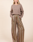 Mittoshop Striped Satin Elastic Waist Wide Leg Pants