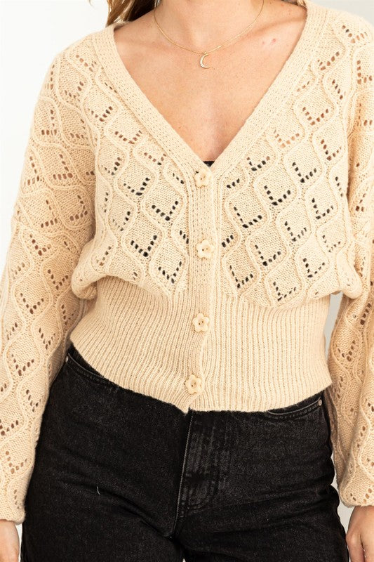 HYFVE Days Together Pointelle Sweater Cardigan