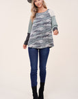 e Luna PLUS Camouflage Color Block Top