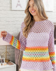 BiBi Rainbow Stripe Hollow Out Cover Up