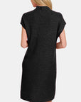 Zenana Mock Neck Short Sleeve Sweater Dress