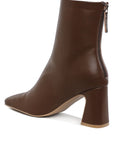 Neapolitan Faux Leather Square Toe Ankle Boots