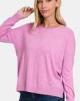 Zenana Front Seam Round Neck Sweater